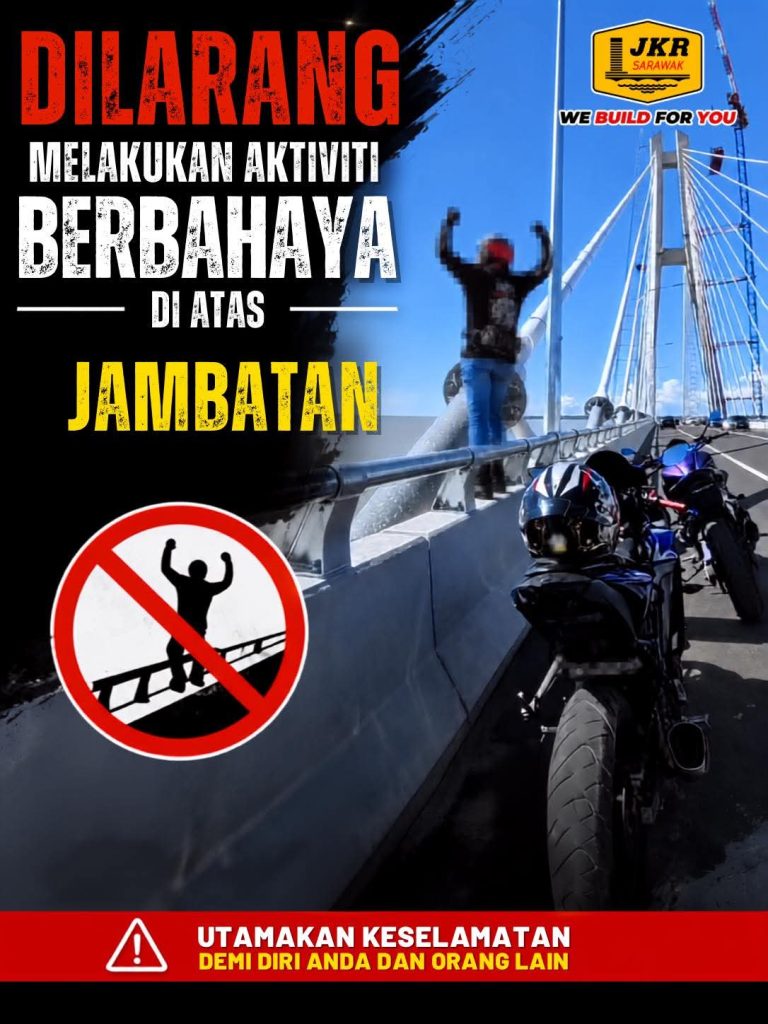 JKR-Sarawak-tegas-larang-aktiviti-memanjat-dan-berswafoto-berbahaya-di-Jambatan-Ba